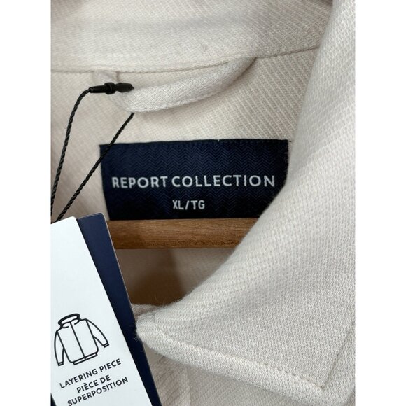 NWT Report Collection Twill Overshirt Men’s XL Cream Long Sleeve Full Snap - Picture 5 of 15